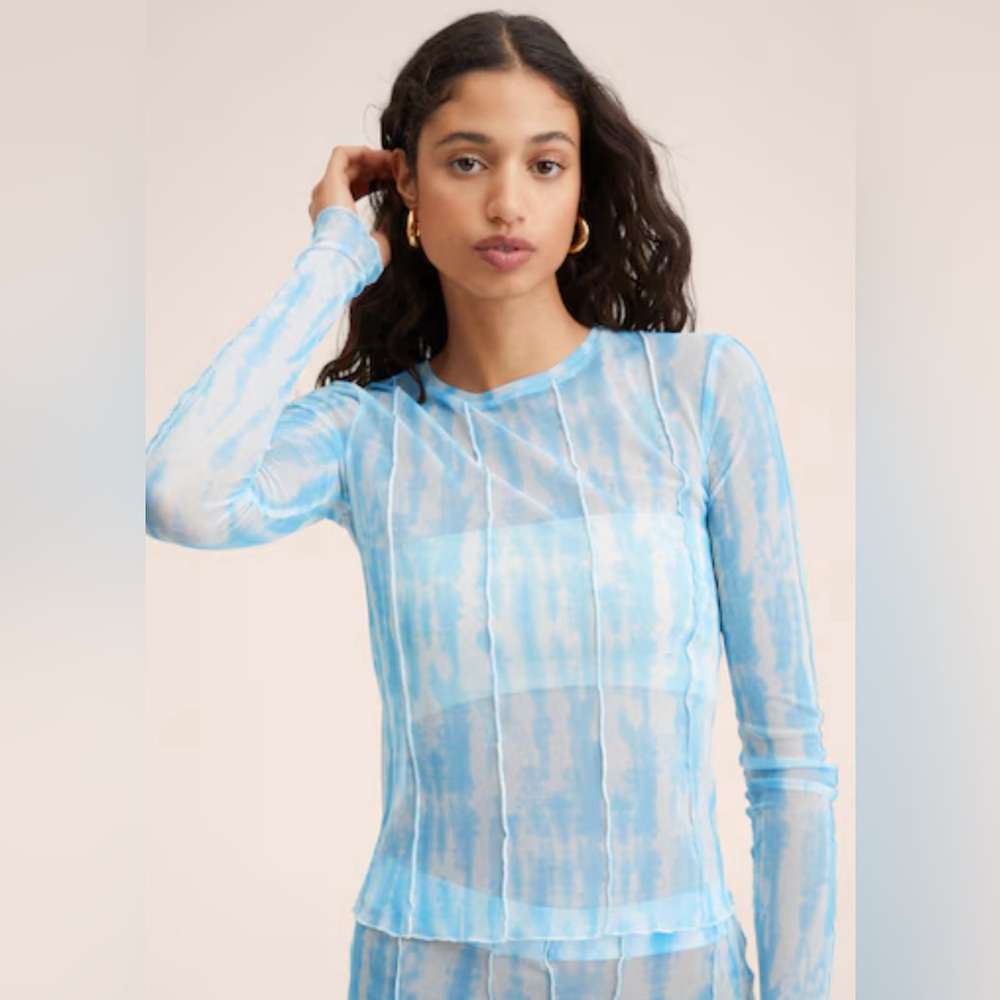 Like New-worn once! Mango seam detail sheer shirt